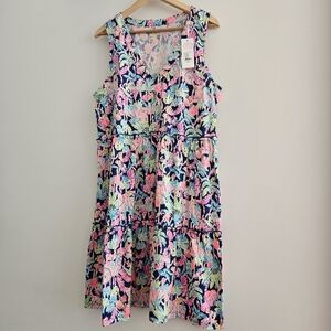 Lilly Pulitzer Lorina Swing Dress Oyster Bay Navy Seen And Heard Size XL NWT